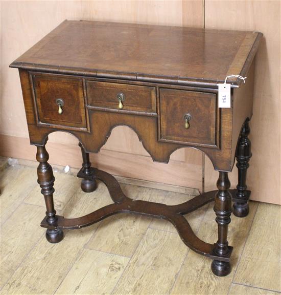 A Queen Anne style walnut lowboy, W.78cm D.45cm H.77cm